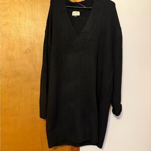 Black V-Neck Sweater Dress